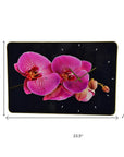 24" Pink Black And Gold Solid Wood and Acrylic Silent Orchids Floral Wall Clock