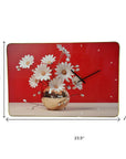 24" Gold Red And White Solid Wood and Acrylic Silent Daisies Floral Wall Clock