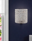 8" Clear And Silver Bejeweled Crystal Wall Sconce Candle Holder