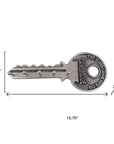 16" Silver Five Hook Wall Mount Key Shaped Coat Rack