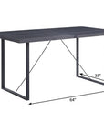 64" Dark Gray and Black Wood and Iron Sled Base Dining Table