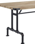 64" Oak and Black Wood and Iron Trestle Base Dining Table