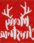 24" X 36" Red And White Coir Reindeer Outdoor Christmas Door Mat
