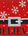 24" X 36" Red And Black Coir Snowflake Outdoor Christmas Door Mat