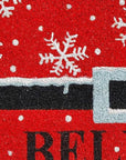 24" X 36" Red And Black Coir Snowflake Outdoor Christmas Door Mat