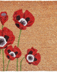 24" X 36" Natural And Red Coir Floral Outdoor Door Mat