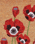 24" X 36" Natural And Red Coir Floral Outdoor Door Mat