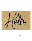 24" X 36" Natural And Black Hello Distressed Outdoor Coir Door Mat