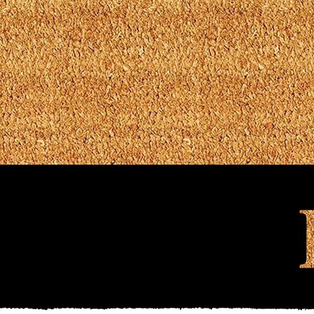 24" X 36" Natural And Black Color Block Hello Outdoor Coir Door Mat