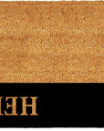 24" X 36" Natural And Black Color Block Hello Outdoor Coir Door Mat