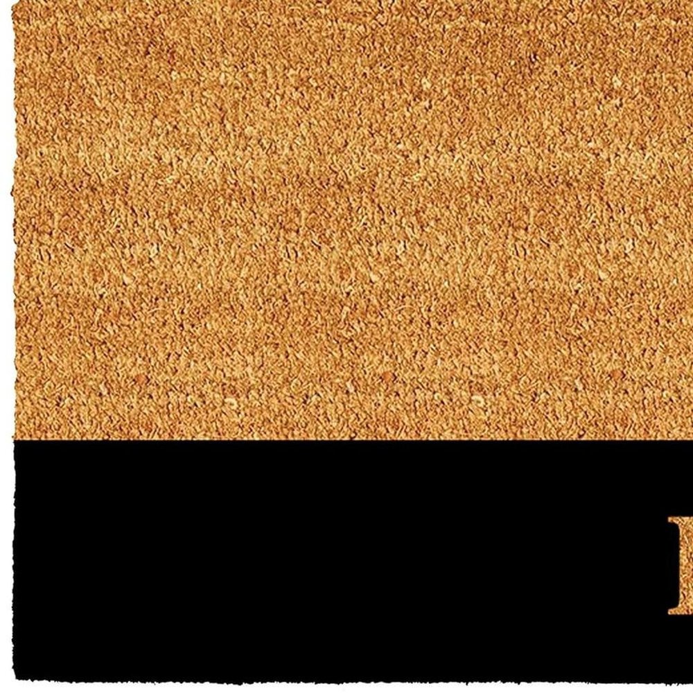 24" X 36" Natural And Black Color Block Hello Outdoor Coir Door Mat