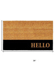 24" X 36" Natural And Black Color Block Hello Outdoor Coir Door Mat