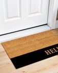 24" X 36" Natural And Black Color Block Hello Outdoor Coir Door Mat