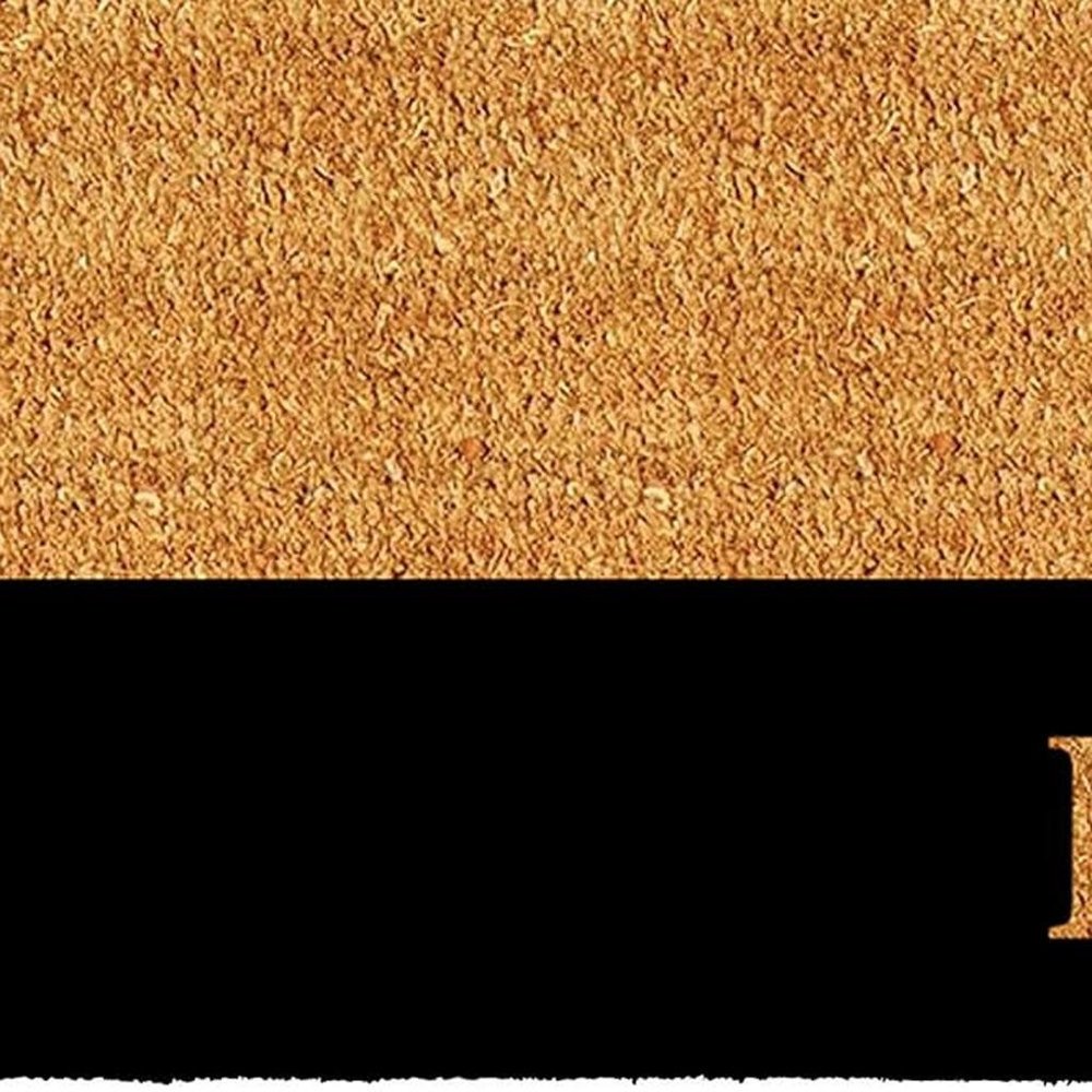 24" X 36" Natural And Black Color Block Hello Outdoor Coir Door Mat