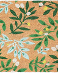 24" X 36" Natural And Green Botanical Leaves Outdoor Coir Door Mat