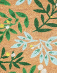24" X 36" Natural And Green Botanical Leaves Outdoor Coir Door Mat