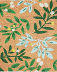 24" X 36" Natural And Green Botanical Leaves Outdoor Coir Door Mat