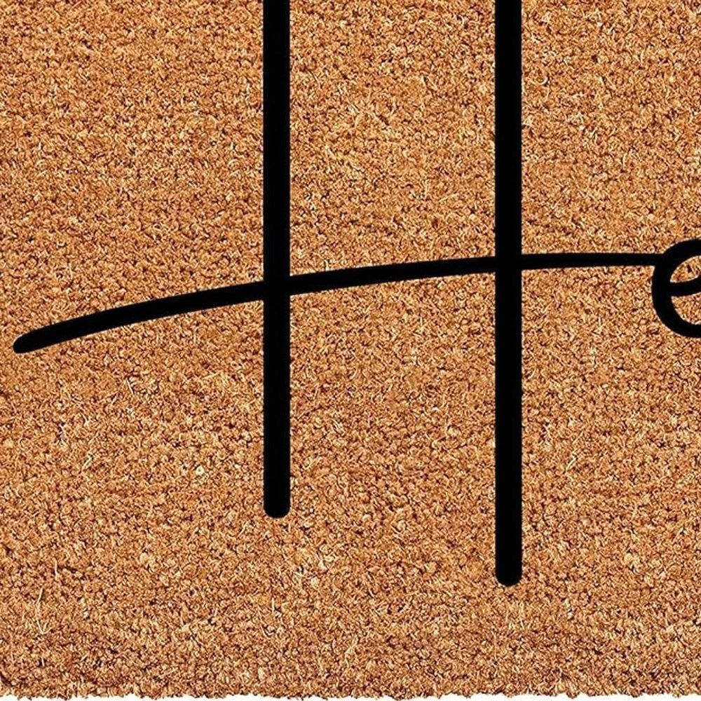 24" X 36" Natural And Black Mod Hello Outdoor Coir Door Mat
