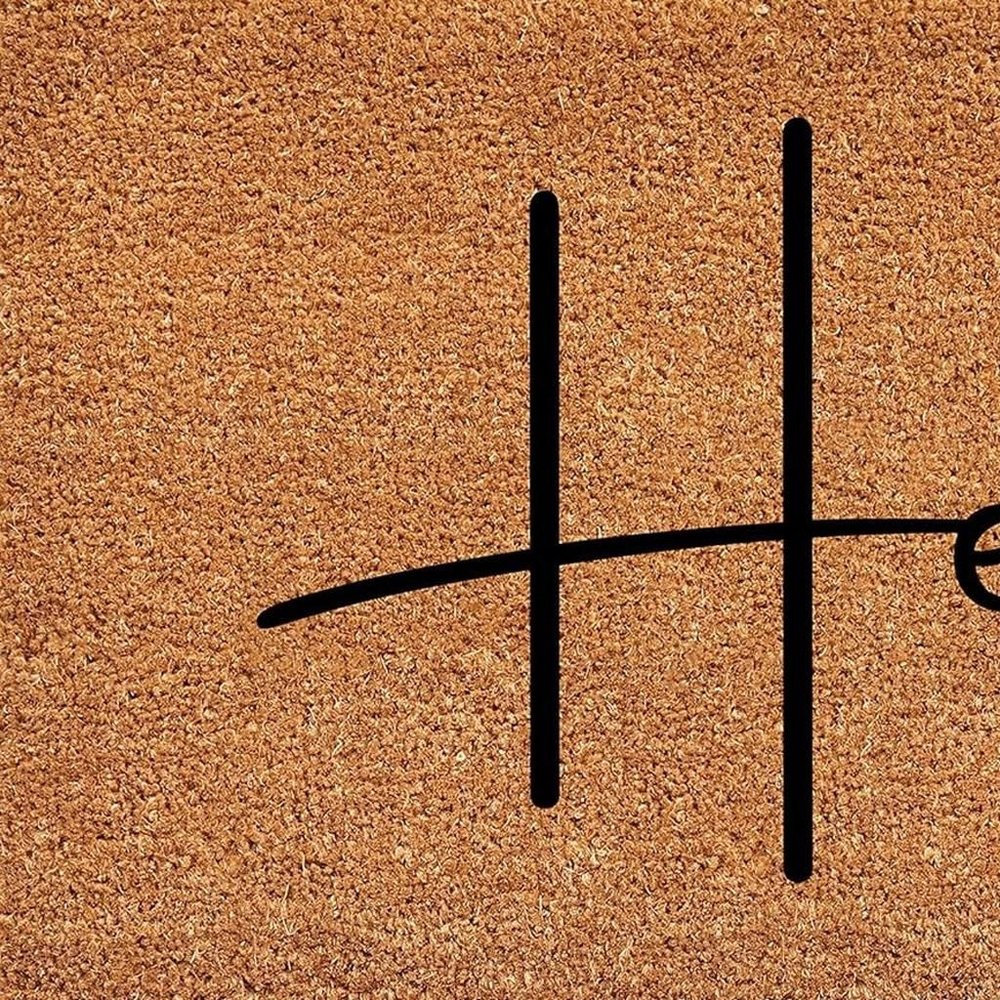 24" X 36" Natural And Black Mod Hello Outdoor Coir Door Mat