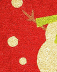 24" X 36" Red And White Coir Snowman Outdoor Christmas Door Mat