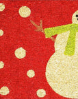 24" X 36" Red And White Coir Snowman Outdoor Christmas Door Mat
