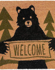 24" X 36" Natural And Black Coir Bear Outdoor Door Mat