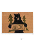 24" X 36" Natural And Black Coir Bear Outdoor Door Mat