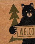 24" X 36" Natural And Black Coir Bear Outdoor Door Mat