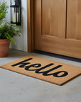 24" X 36" Natural And Black Bold Hello Outdoor Coir Door Mat