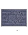 24" X 36" Dark Gray Striped Hello Outdoor Polypropylene  Door Mat