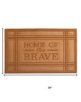 24" X 36" Brown Striped Border Home Of The Brave Outdoor Polypropylene Door Mat