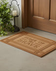 24" X 36" Brown Striped Border Home Of The Brave Outdoor Polypropylene Door Mat