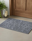 24" X 36" Gray Botanical Leaves Outdoor Polypropylene Door Mat