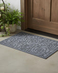 24" X 36" Gray Floral Outdoor Polypropylene Door Mat
