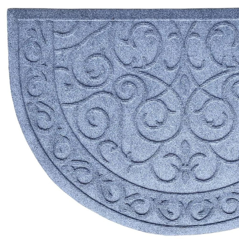 24" X 36" Gray Scrollwork Semi Circle Outdoor Polypropylene Door Mat