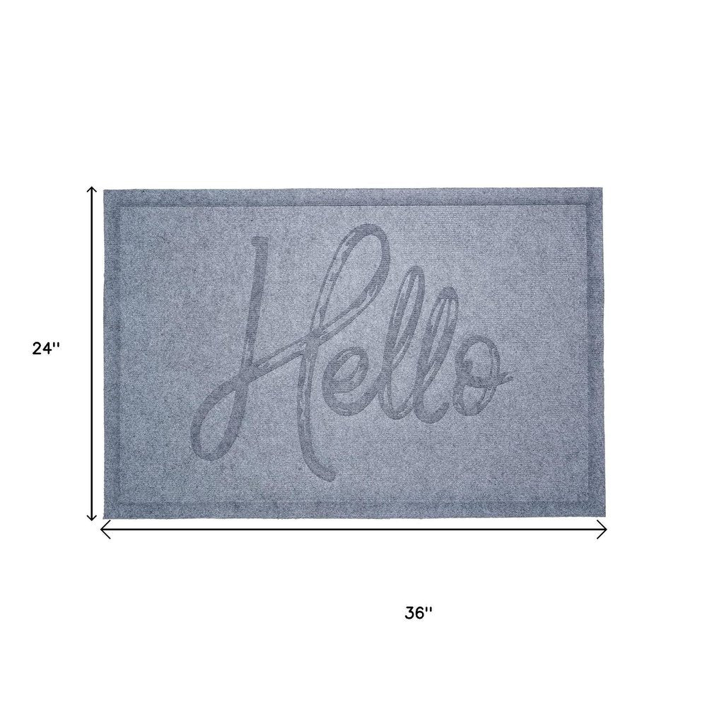 24" X 36" Gray Hello Outdoor Polypropylene Door Mat