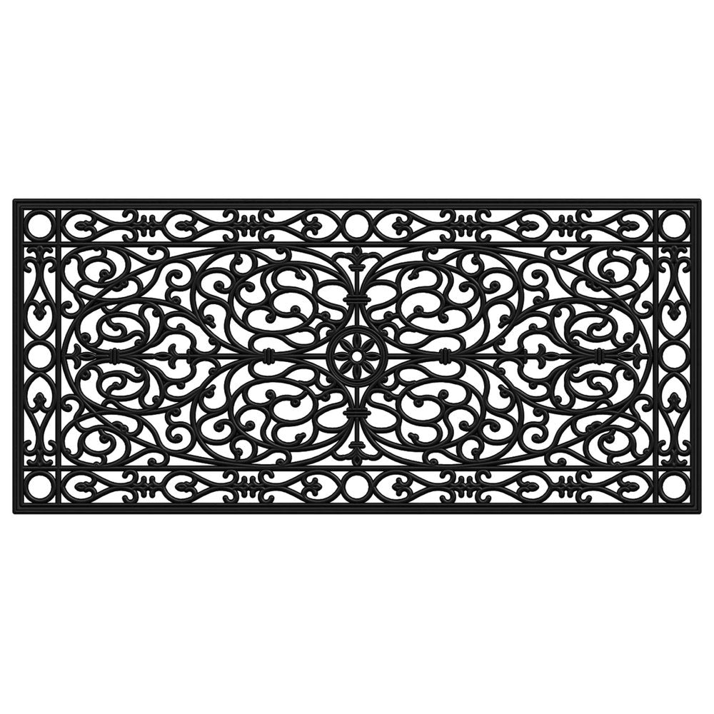 24" X 48" Black Scrollwork Outdoor Rubber Door Mat