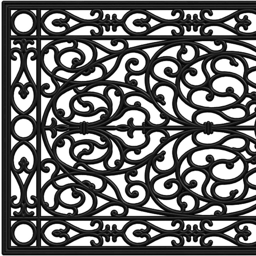 24" X 48" Black Scrollwork Outdoor Rubber Door Mat