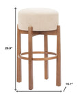 Set of Two 30" Beige And Walnut Fabric And Wood Backless Bar Height Bar Chairs