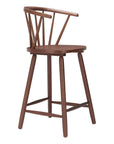 Set of Two 26" Walnut Solid Wood Counter Height Bar Chairs