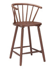Set of Two 26" Walnut Solid Wood Counter Height Bar Chairs