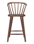 Set of Two 26" Walnut Solid Wood Counter Height Bar Chairs