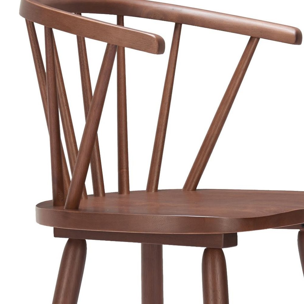 Set of Two 26" Walnut Solid Wood Counter Height Bar Chairs