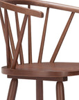 Set of Two 26" Walnut Solid Wood Counter Height Bar Chairs