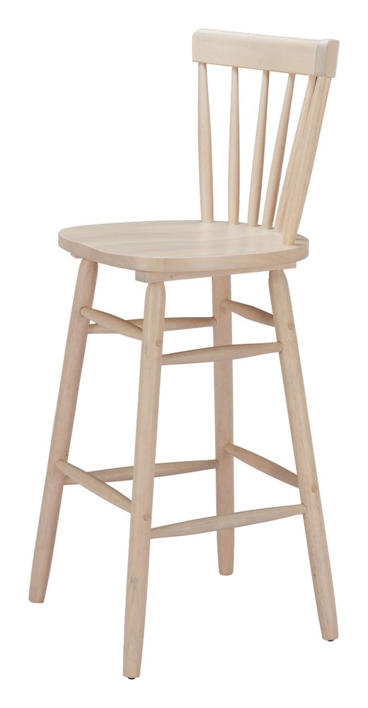 Set of Two 30" Natural Solid Wood Bar Height Bar Chairs
