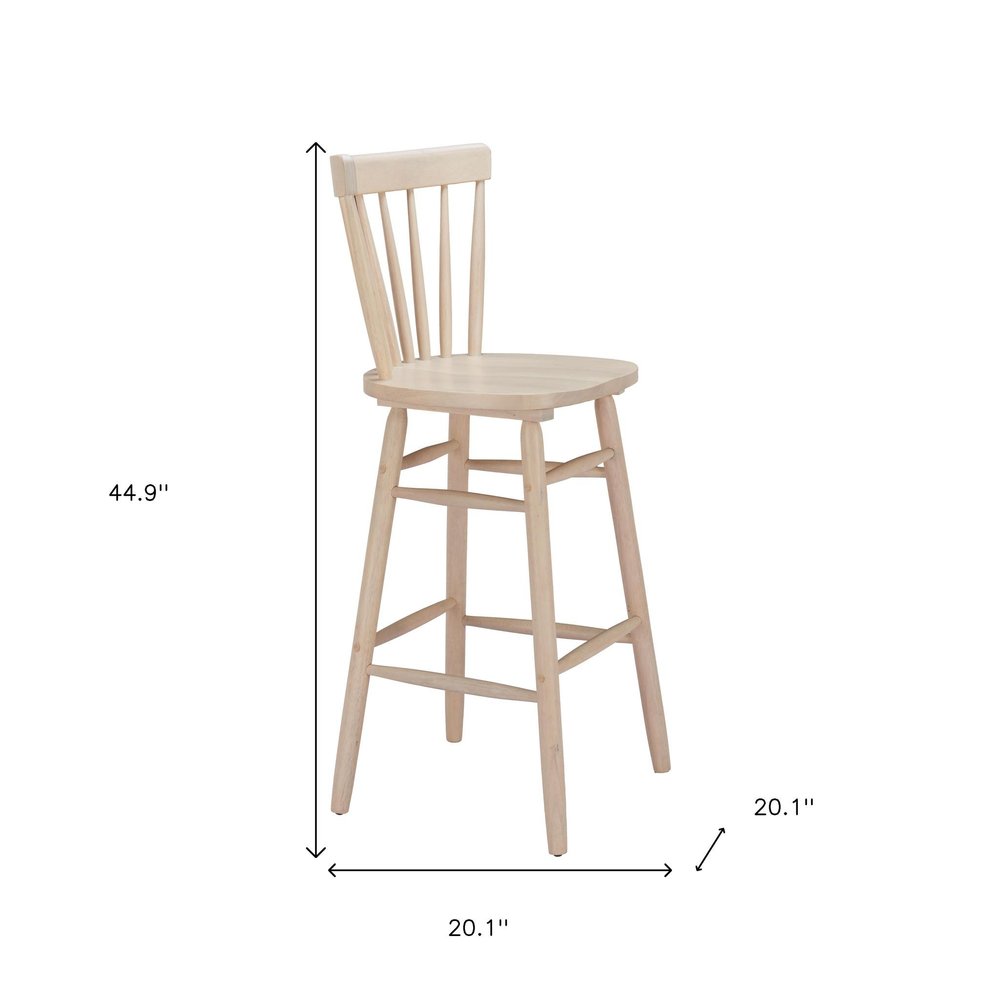Set of Two 30" Natural Solid Wood Bar Height Bar Chairs