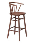 Set of Two 26" Walnut Solid Wood Counter Height Bar Chairs
