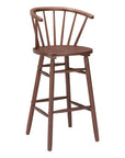 Set of Two 26" Walnut Solid Wood Counter Height Bar Chairs