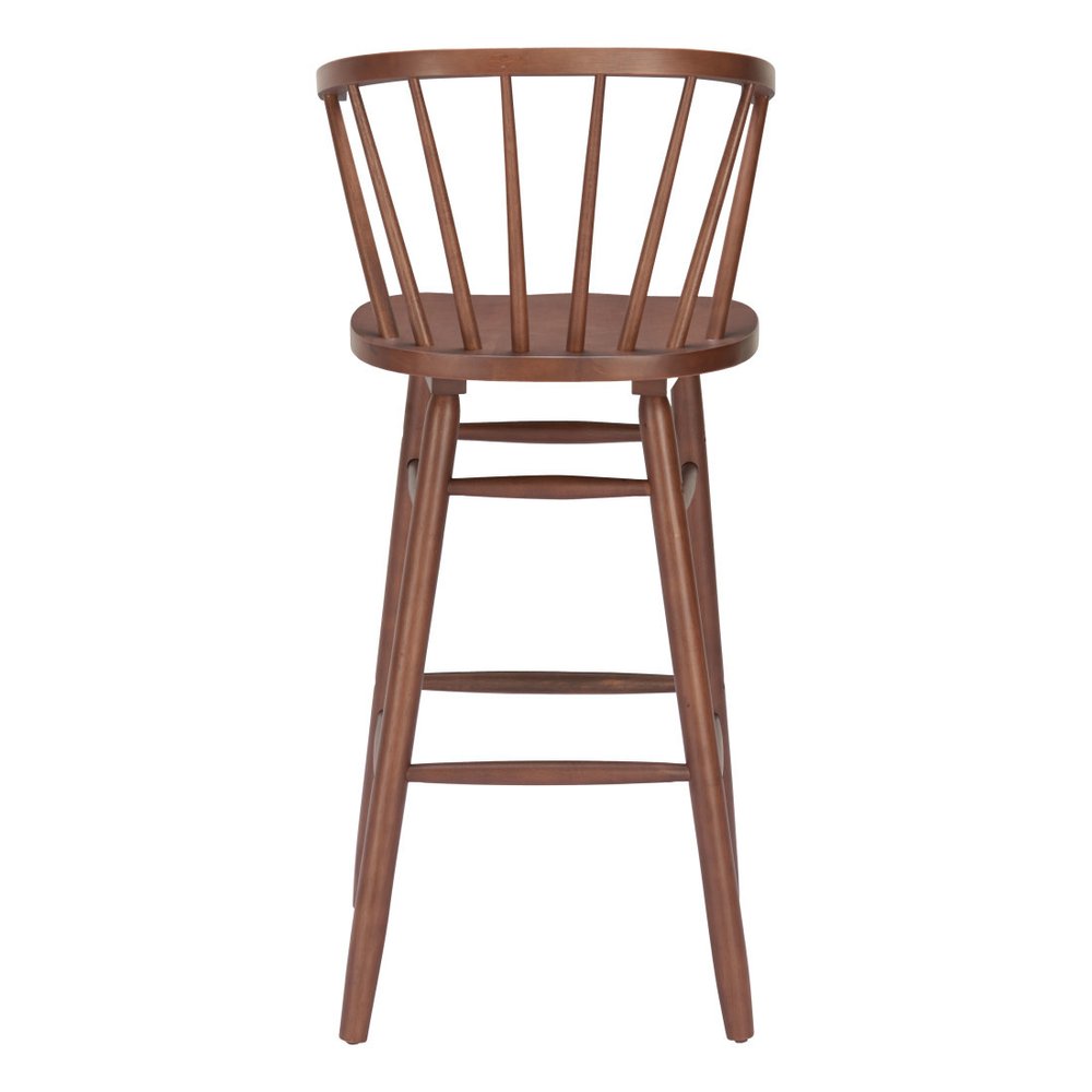 Set of Two 26" Walnut Solid Wood Counter Height Bar Chairs