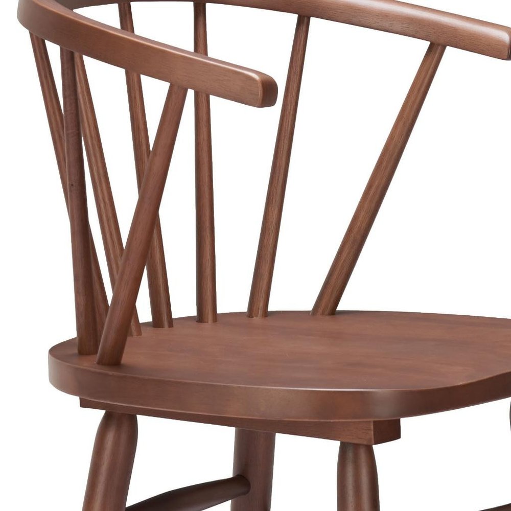 Set of Two 26" Walnut Solid Wood Counter Height Bar Chairs
